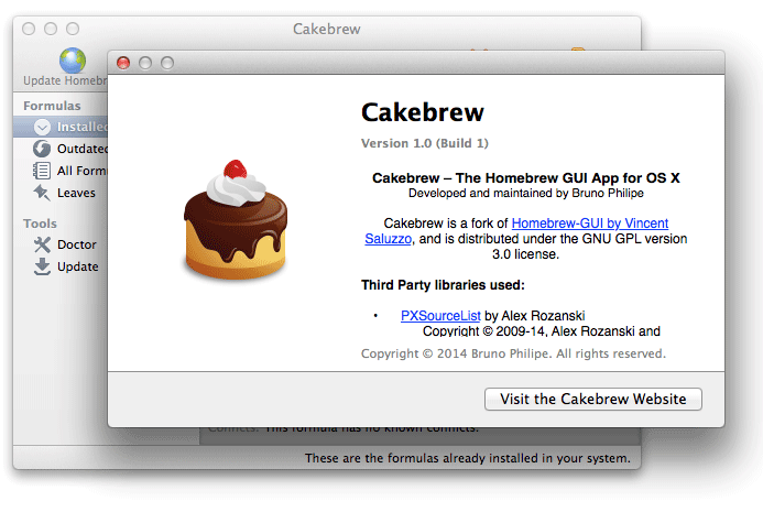 Cakebrew: пакетный менеджер для OS X с удобным интерфейсом