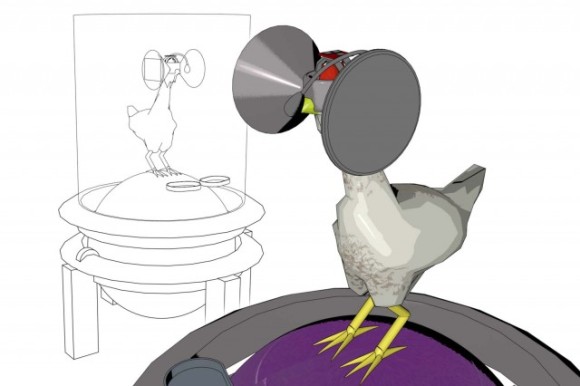 Шлем виртуальной реальности для куриц